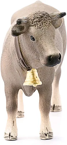 Vista 2 de Schleich Farm World - Figura de vaca Braunvieh - Juguete de animal de granja altamente detallado y duradero, juego divertido y educativo para niños