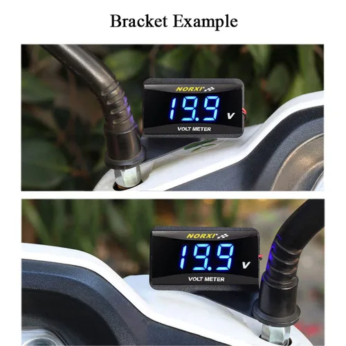 Vista 3 de Voltímetro digital para motocicleta, medidor de voltaje CC de 12 V, medidor de voltaje impermeable para automóvil y motocicleta con función de Rojo