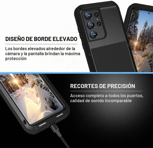 Vista 5 de LOVE MEI Funda militar resistente para Samsung Galaxy S23 Ultra, sin protector de pantalla de vidrio templado, a prueba de golpes, a prueba de Negro