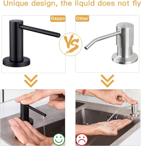 Vista 6 de Gappo Dispensador de jabón para fregadero de cocina, bomba de encimera de acero inoxidable dispensador de jabón integrado con tubo de extensión
