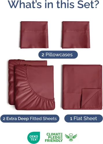 Vista 544 de Extra Deep Twin XL Sheet Set - 3 Piece College Dorm Room - White 01-Blanco