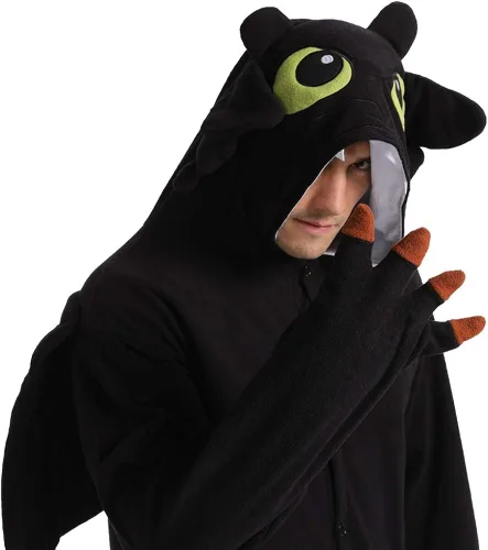 Vista 5 de dressfan Mameluco de dragón de animal disfraz de Navidad Halloween pijamas unisex para adultos adolescentes blanco y negro Blanco