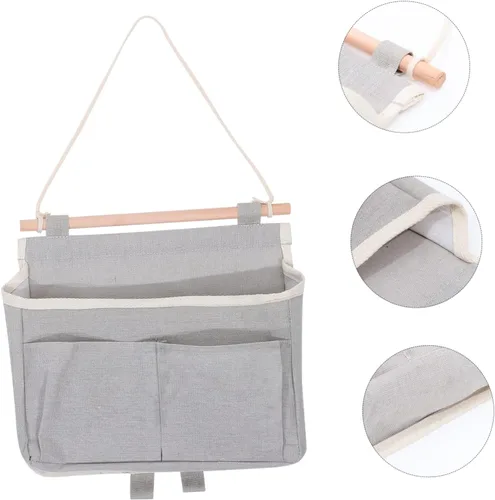 Vista 4 de Cabilock Bolsa de almacenamiento colgante Gancho para colgar en la puerta, organizador de dormitorio, bolsa para colgar en la pared gris para oficina
