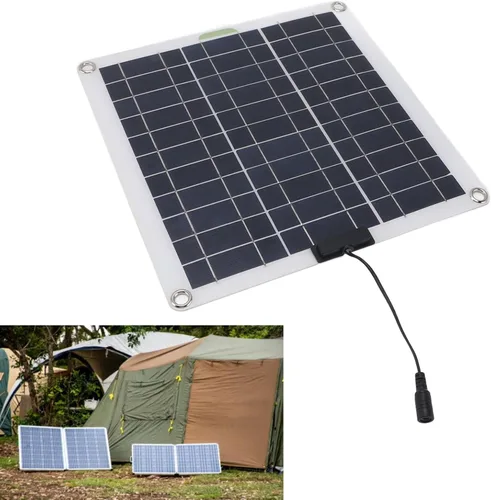 Vista 4 de Kit de panel solar de 200 W, controlador de carga solar con enchufe OBD, panel solar de energía portátil para automóvil, camión, barco, RV