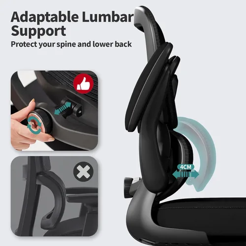 Vista 4 de TRALT Silla de oficina – Silla de escritorio ergonómica con soporte lumbar ajustable, silla de computadora de malla, sillas ejecutivas para oficina