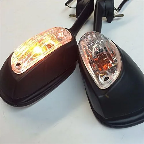 Vista 2 de Espejos estilo SMT-OEM compatibles con Suzuki GSXR600 750 2009 2010 2011 2012 GSXR1000 Negro con luz LED amarilla Señales de giro Producto