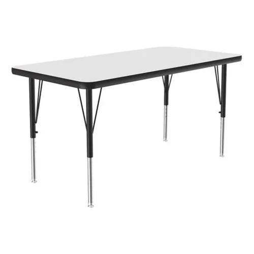 Vista 11 de Correll - Tabla rectangular de 24 x 60 pulgadas, tabla de actividades, altura ajustable, laminado de alta presión blanco duradero, muebles