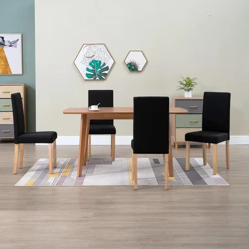Vista 26 de Modern Dining Chairs Set of 2 Black Fabric Upholstered with Rubber Wood Frame for Kitchen Dining Room Farmhouse Decor