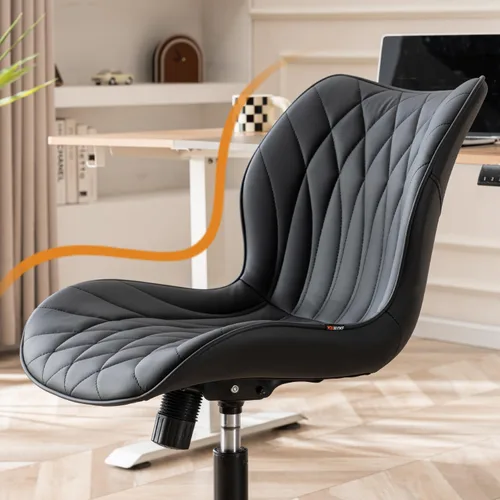 Vista 7 de YOUNUOKE Silla de escritorio sin brazos con ruedas, sillas modernas de Negro