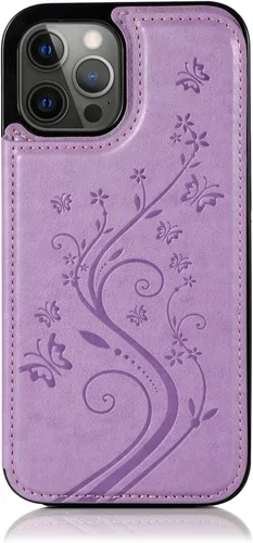 Vista 7 de Funda de teléfono para iPhone 13 Pro Max 2021 de 6.7 pulgadas con protector de pantalla de vidrio templado, tarjetero y cartera, funda de cuero