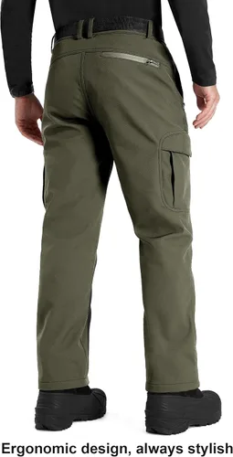 Vista 5 de FREE SOLDIER Pantalones cargo con vellón Softshell para hombre, para nieve, esquí, senderismo, con cinturón