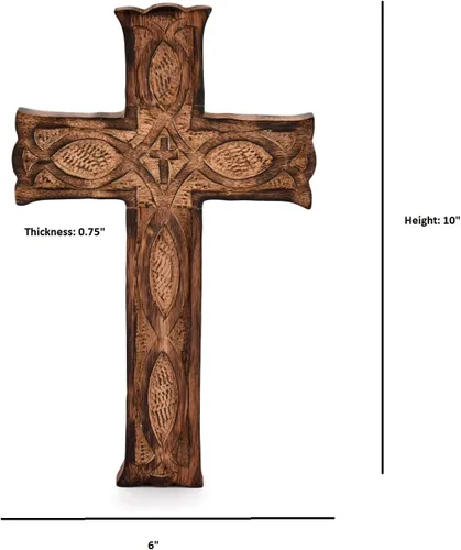 Vista 6 de NIRMAN Cruz de Pared de Madera Hecha a Mano para Iglesia y Hogar