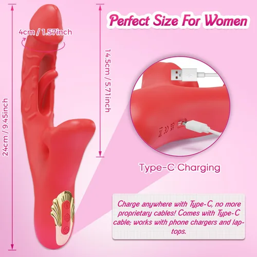 Vista 6 de Juguetes para adultos, vibrador sexual – Vibrador de lengua rosa juguete sexual con 9 aletas y 9 lamidas y 9 vibraciones para punto G y clítoris