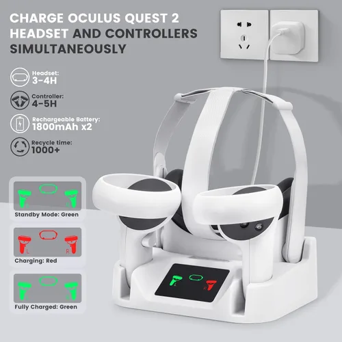 Vista 2 de alcopanda 1*Headphone Head Strap with Battery +Charing Dock for Quest 2