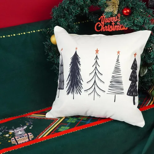 Vista 3 de ONWAY Juego de 2 fundas de almohada lumbar de árbol negro de Navidad de 20 x 20 pulgadas, fundas de cojín para decoración de sofá y hogar