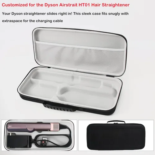 Vista 2 de Funda de viaje rígida compatible con Dyson Airstraight HT01 alisador de pelo y fuente de alimentación, funda de transporte impermeable y a prueba