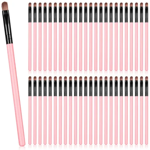 Vista 8 de Patelai 48 brochas de maquillaje planas, pinceles para corrector de labios planos, pequeños cepillos portátiles para cejas, corrector de cejas Negro