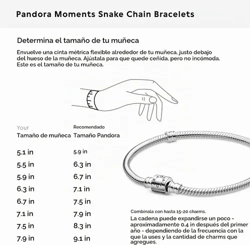 Vista 6 de PANDORA Pulsera de serpiente con cierre de barril Moments