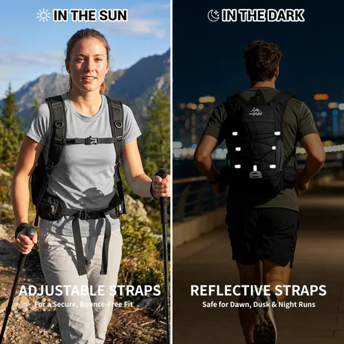 Vista 7 de Hiking Travel Backpack for Men Women, 20L Lightweight Camping Backpack, Hiking Daypack with Water Bladder for Hiking Negro