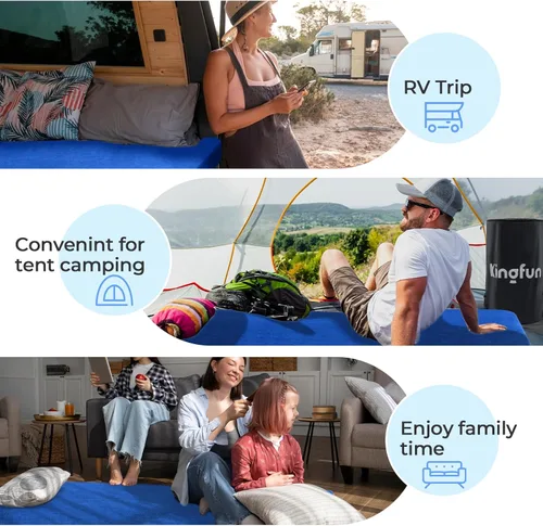 Vista 7 de Kingfun Colchón de espuma viscoelástica CertiPUR-US de 3 pulgadas, impermeable, enrollable, tapete grueso para dormir para tienda de campaña