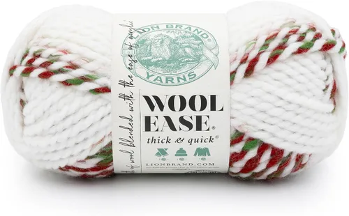 Vista 205 de Lion Brand Yarn - Ovillo de lana Wool-Ease Thick & Quick color fuerza aérea Super Bulky Wool Acrylic Blend Fiber for Soft Hats, Sweaters, Chunky