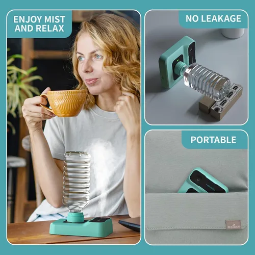 Vista 4 de Humidificador de viaje, pequeño humidificador portátil para plantas, dormitorio, oficina, hotel o automóvil, 5000 mAh, funciona con batería, mini