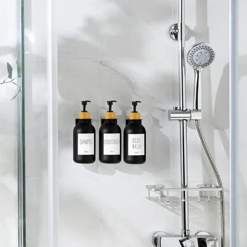 Vista 3 de VITVITI Dispensador de champú y acondicionador, dispensador de jabón de ducha de gel corporal montado en la pared, 3 cámaras, botellas de ducha