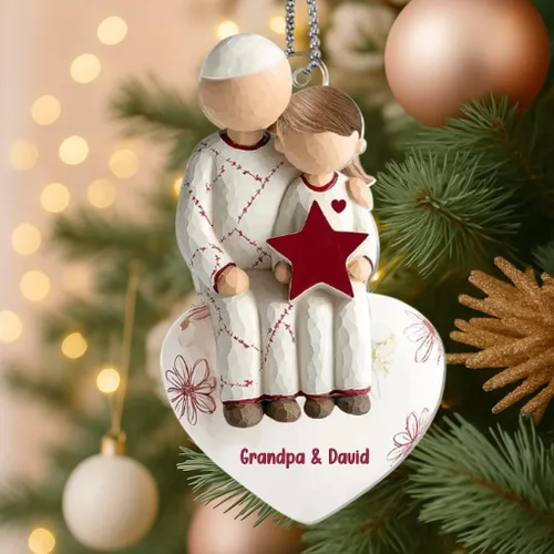 Vista 10 de Abuela y Nieto Moon Loves - Adornos Acrílicos Personalizados de 1 Capa - Te Amo Hasta la Luna y de Vuelta - Adorno Adornos Navideños 2025