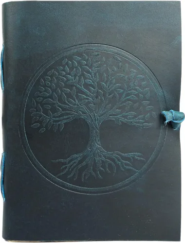 Vista 8 de Diario de cuero antiguo hecho a mano forrado con borde de Deckle Edge Vintage Paper Tree of Life Cuaderno de escritura diario para hombres