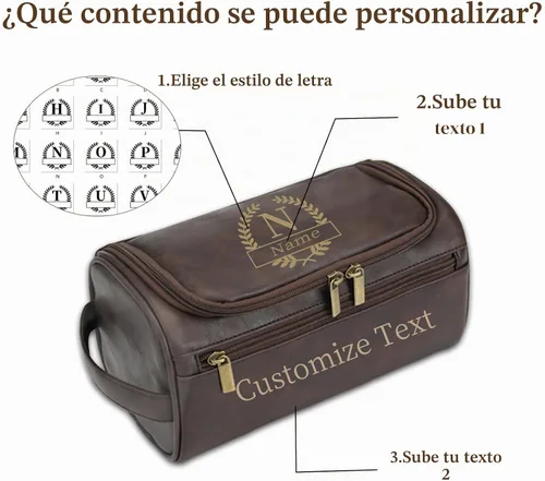 Vista 4 de Regalos personalizados para hombre Neceser Marrón café