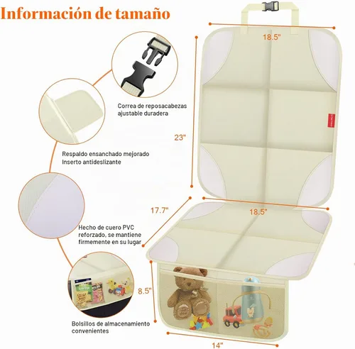 Vista 3 de Protector de asiento de coche, protectores de asiento de coche con acolchado grueso sin huellas Beige