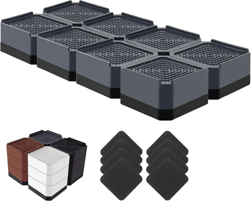 Vista 12 de Elevadores de cama resistentes, bloques elevadores de muebles ajustables de 1.5, 3, 4.3 pulgadas para patas de sofá, mesa, escritorio, refrigerador