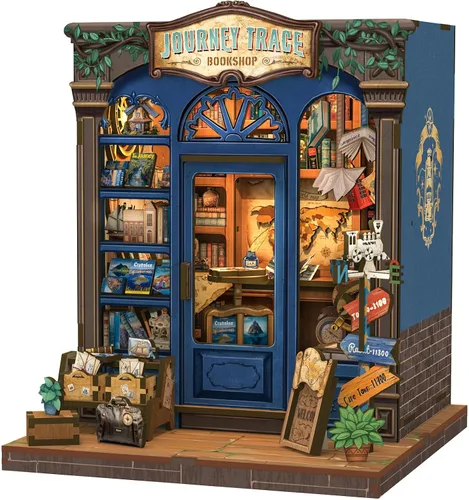 Vista 16 de Kit de Rincón de Libro - Kit de Casa de Muñecas en Miniatura DIY Scene para Adultos, Rompecabezas 3D de Estantería 255 Piezas, Modelo de Casa