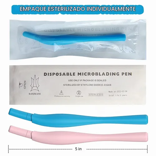 Vista 3 de 10 unidades/paquete Microblading desechables 14F agujas manual de cejas tatuaje pluma maquillaje permanente agujas agujas (estilo-1)