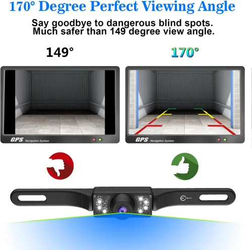 Vista 10 de Cámara de visión trasera con 7 LED de infrarrojos de alta definición visión nocturna impermeable ángulo de visión amplia de color placa de automóvil