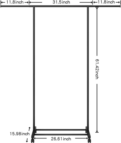 Vista 2 de SUOERNUO Perchero con ruedas para colgar ropa, perchero de metal portátil para dormitorio, lavandería, sala de estar