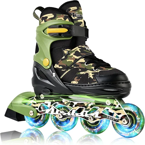 Vista 12 de Kuxuan Patines en línea ajustables para niños con ruedas iluminadas, divertidos patines iluminadores para niños, niñas y jóvenes