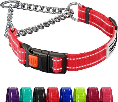 Vista 14 de CollarDirect Martingale - Collar para perro con cadena de acero inoxidable y hebilla de liberación rápida, collar reflectante para perros grandes