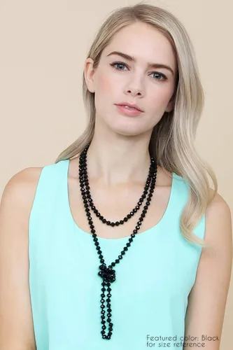 Vista 4 de RIAH FASHION Collar largo sin fin de cuentas anudadas a mano, hecho a mano, versátil, con cuentas Lariat, multicapa, envoltura infinita, 60