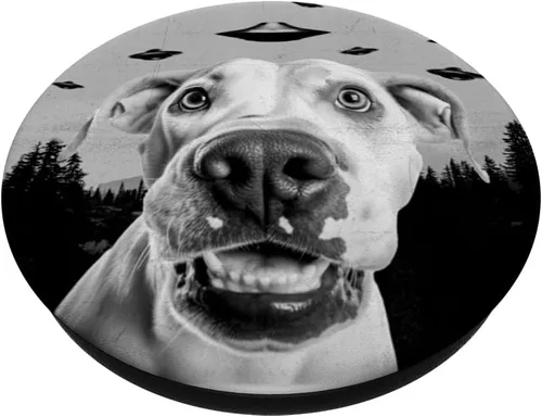Vista 2 de Alien UFO Funny Dogo Argentino Dog Lover Hombres Mujeres Niños PopSockets intercambiables PopGrip