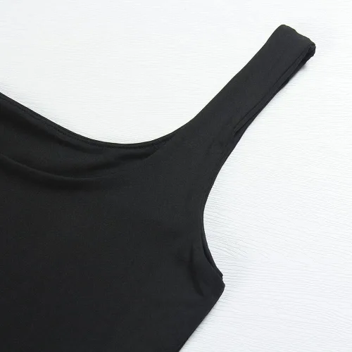 Vista 3 de Artfish - Camiseta corta casual y básica con tirantes delgados y cuello cuadrado, para mujer, sin mangas, de doble capa, ombliguera
