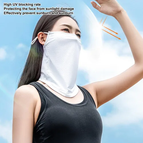 Vista 5 de Funda protectora solar para la cara, protección UV, bufanda para la cara, para mujeres y hombres, con cintas elásticas para las orejas, protector