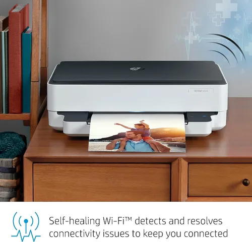Vista 4 de HP Envy 6075 - Impresora inalámbrica todo en uno, incluye 2 años de tinta entregada, impresión móvil, escaneo y copia (8QQ97A)