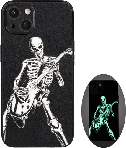 Vista 27 de X spirit Funda genial para iPhone 11, diseño de esqueleto de calavera, estilo gótico atrevido emo luminoso, dedo medio, rock n roll, se ilumina