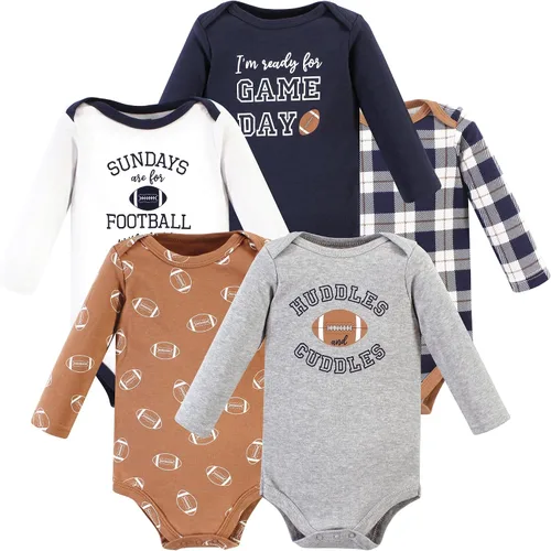 Vista 101 de Hudson Baby baby-boys Cotton Long-sleeve Bodysuits 5-pack