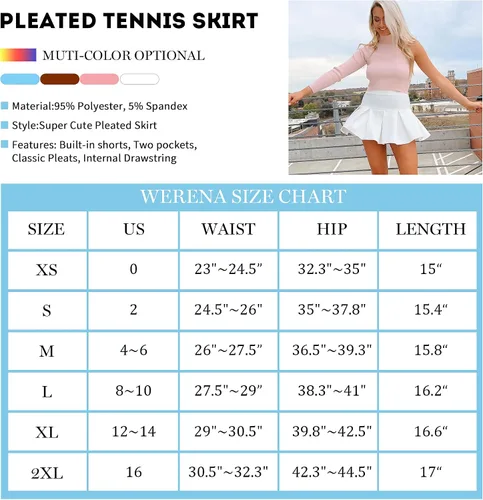 Vista 6 de High Waisted Pleated Skirts for Women Skater Tennis Skirt with Shorts Pockets Mini A-Line Skirt