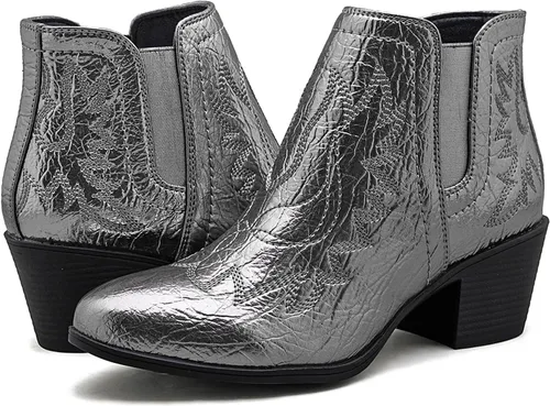 Vista 9 de GLOBALWIN Women's Cowgirl Boots Pull On Ankle Booties 21yy01 Negro2