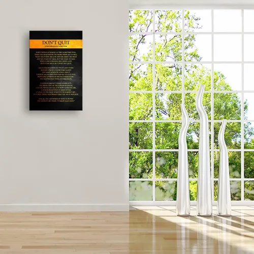 Vista 4 de Arte de pared en lienzo enmarcado con poema Don't Quit, póster motivacional, imágenes inspiracionales para sala de estar, regalo de poesía enmarcado