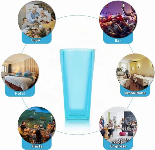 Vista 7 de Top-spring Vaso de Agua de Plástico Reutilizable de 20 Onzas, Vasos Transparentes Irrompibles para Beber, Sin BPA, Juego de 6 Vasos Azules para Beber