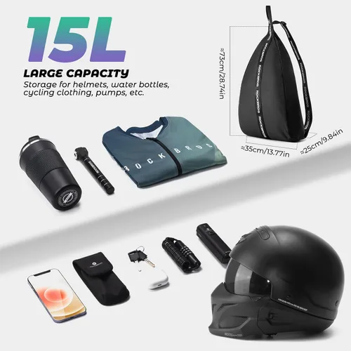 Vista 3 de ROCKBROS Mochila para casco de motocicleta, impermeable, ligera, mochila reflectante de gran capacidad para motocicleta, ATV, motocross, color negro